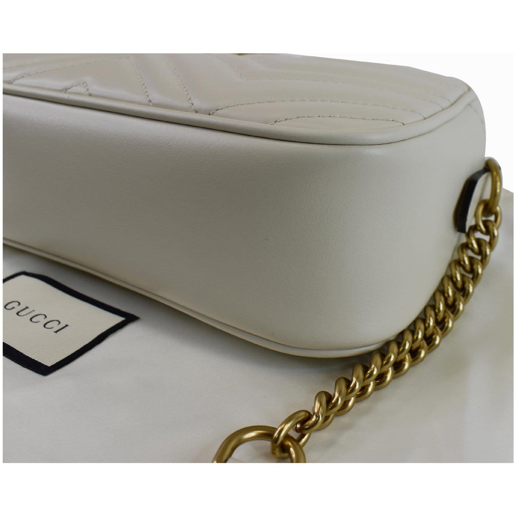 GUCCI GG Marmont Matelasse Small Leather Crossbody Bag White 447632