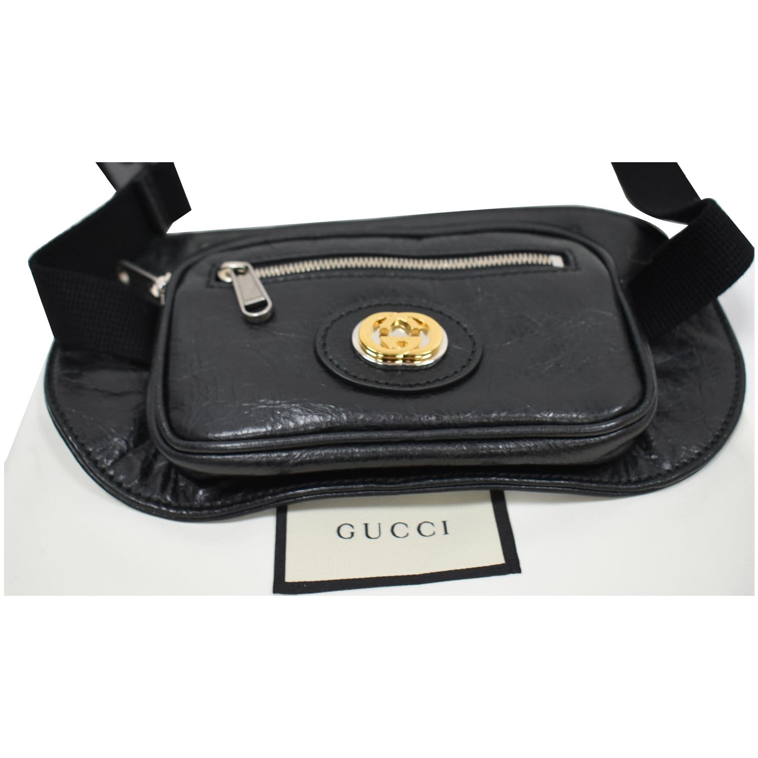 GUCCI Morpheus GG Interlocking Logo Leather Belt Bag Black 575857 - 25% OFF