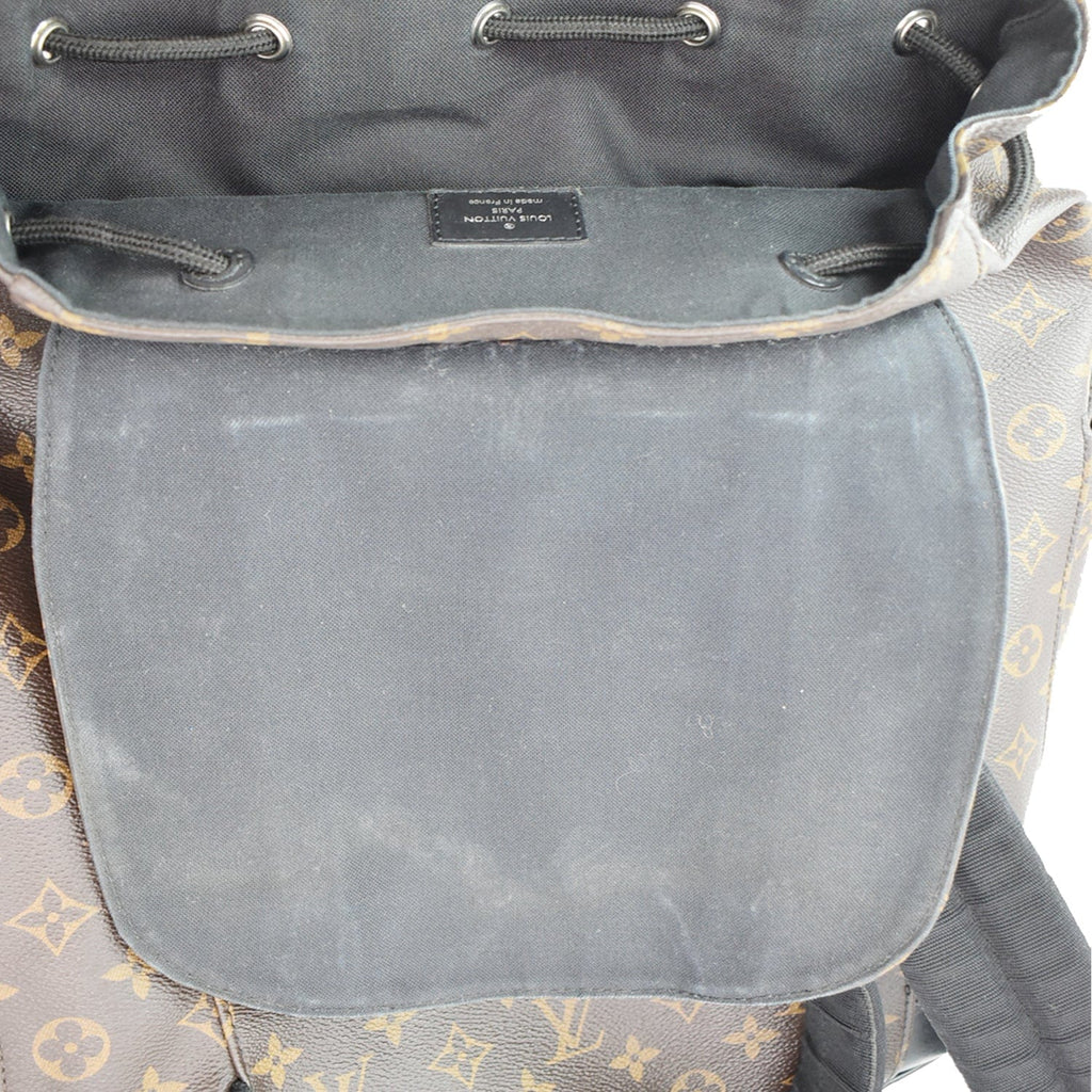 LOUIS VUITTON Christopher Monogram Macassar Canvas Backpack Bag Brown