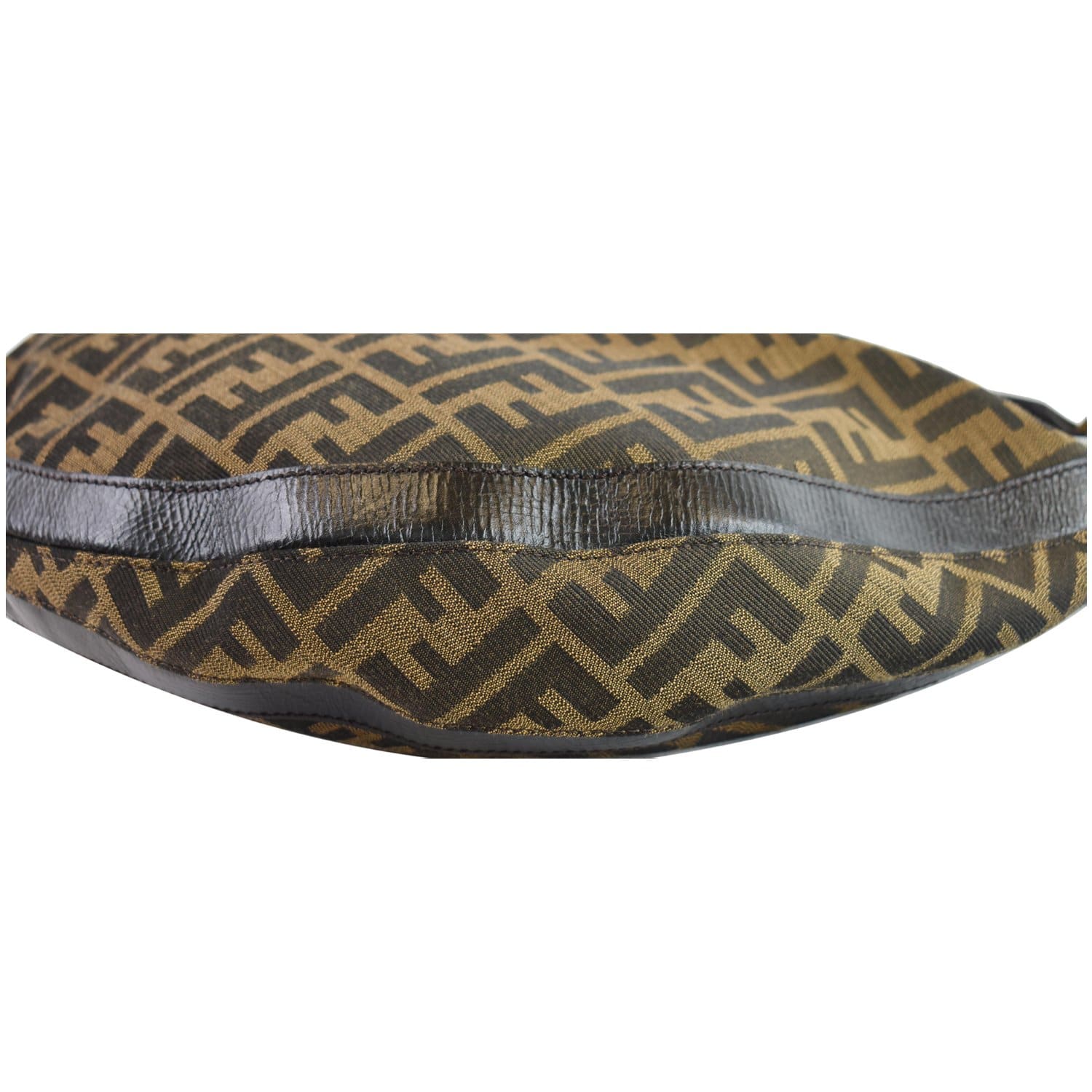 FENDI Half Moon Zucca Canvas Hobo Bag Brown