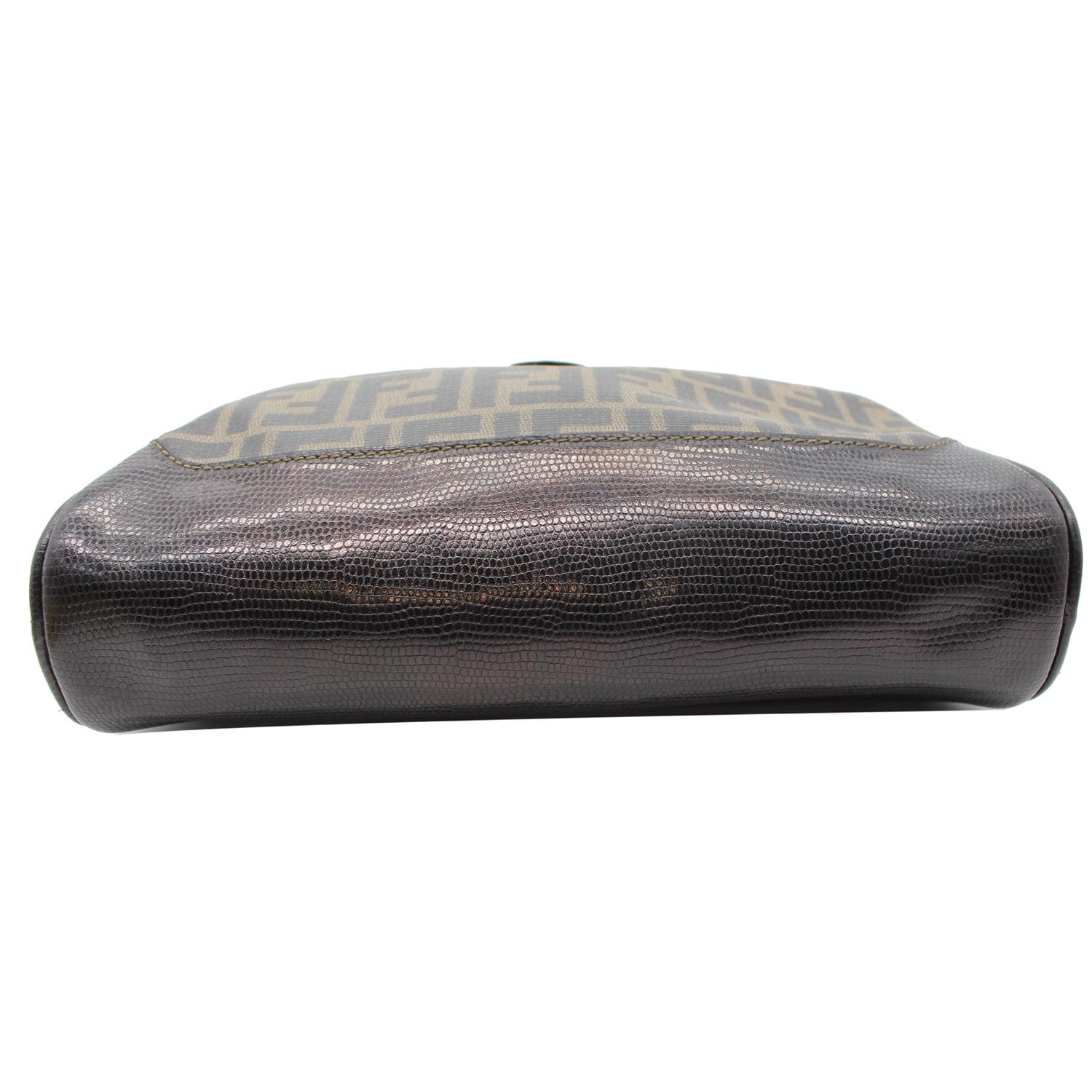 FENDI Roma Coated Canvas Leather Crossbody Bag Brown