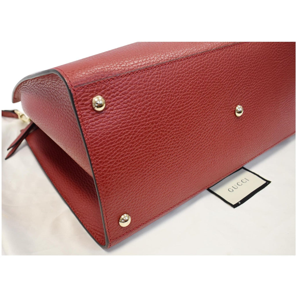 GUCCI Soho Disco Top Handle Pebbled Leather Shoulder Bag Red 607721