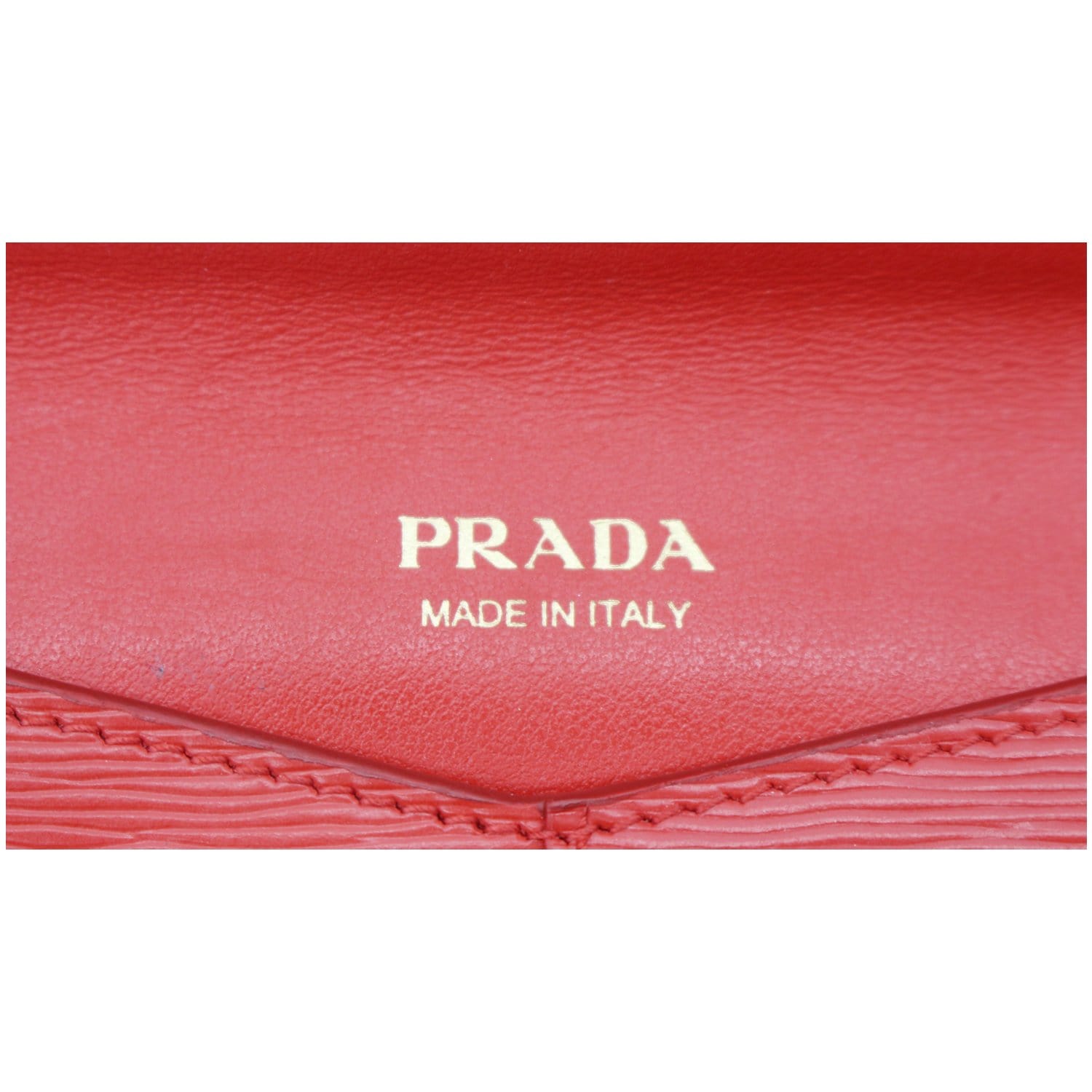 PRADA Envelope Leather Clutch Wallet Red