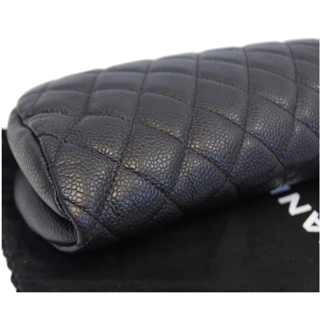 CHANEL Timeless Caviar Quilted Leather Clutch Black