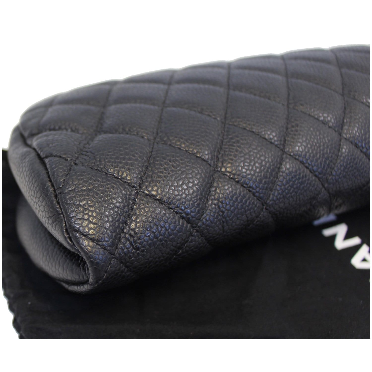 CHANEL Timeless Caviar Quilted Leather Clutch Black