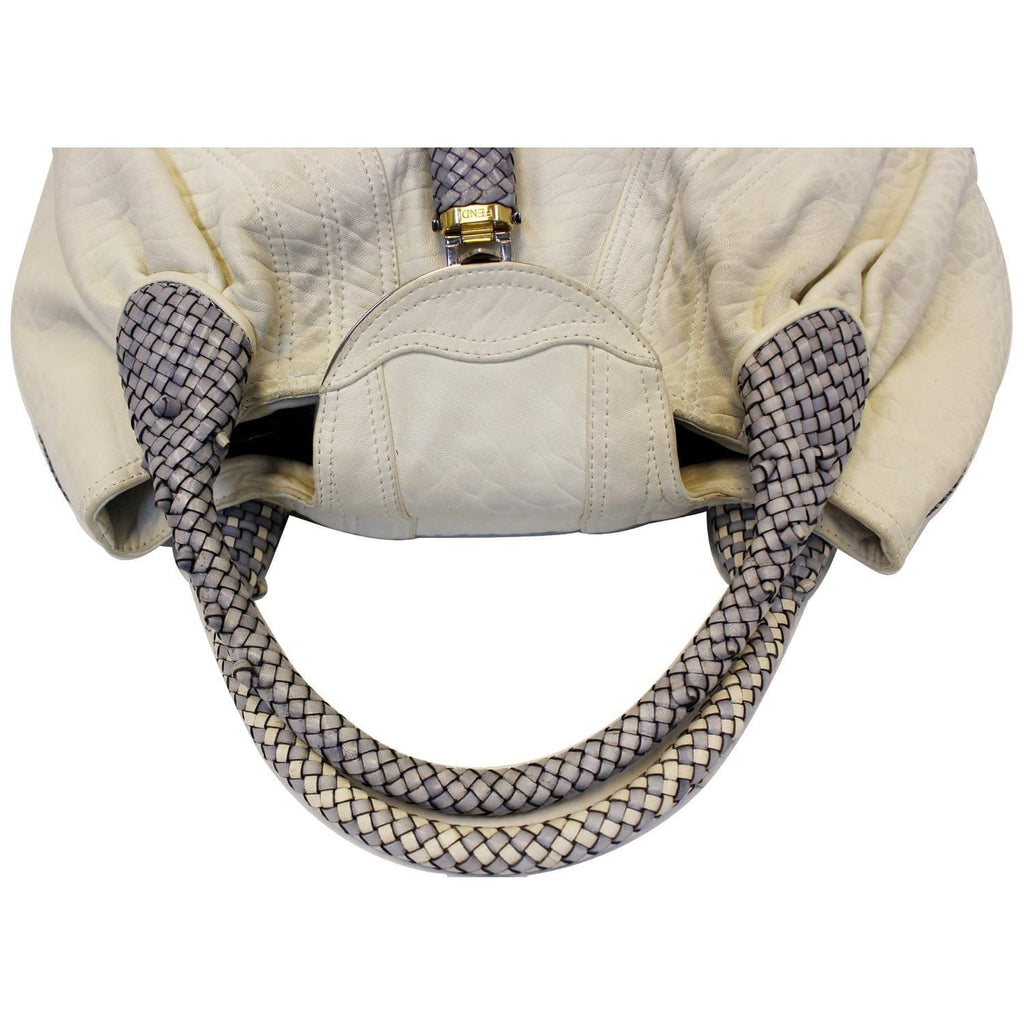 FENDI Spy Nappa Leather Satchel Bag White