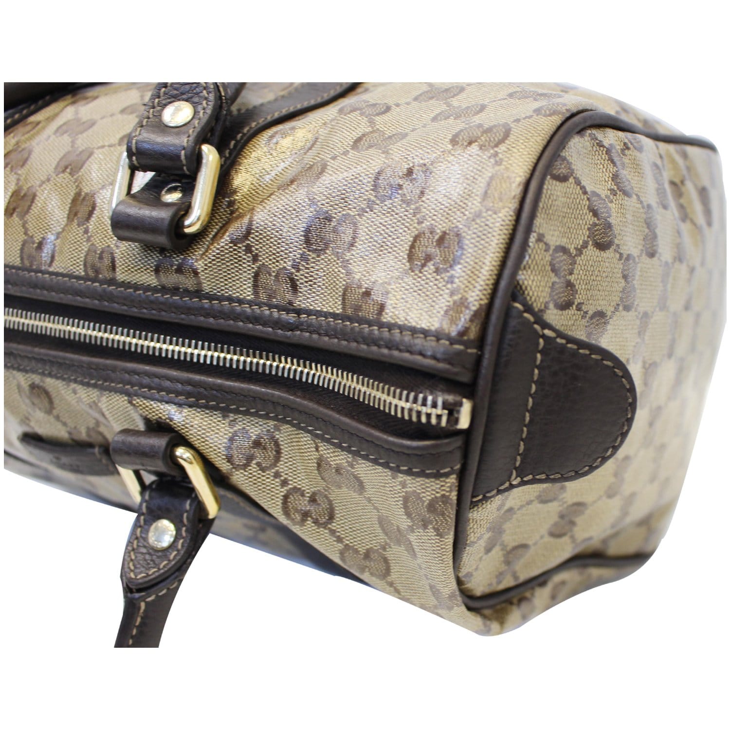 GUCCI Crystal Coated GG Guccissima Boston Bag 265697 Beige