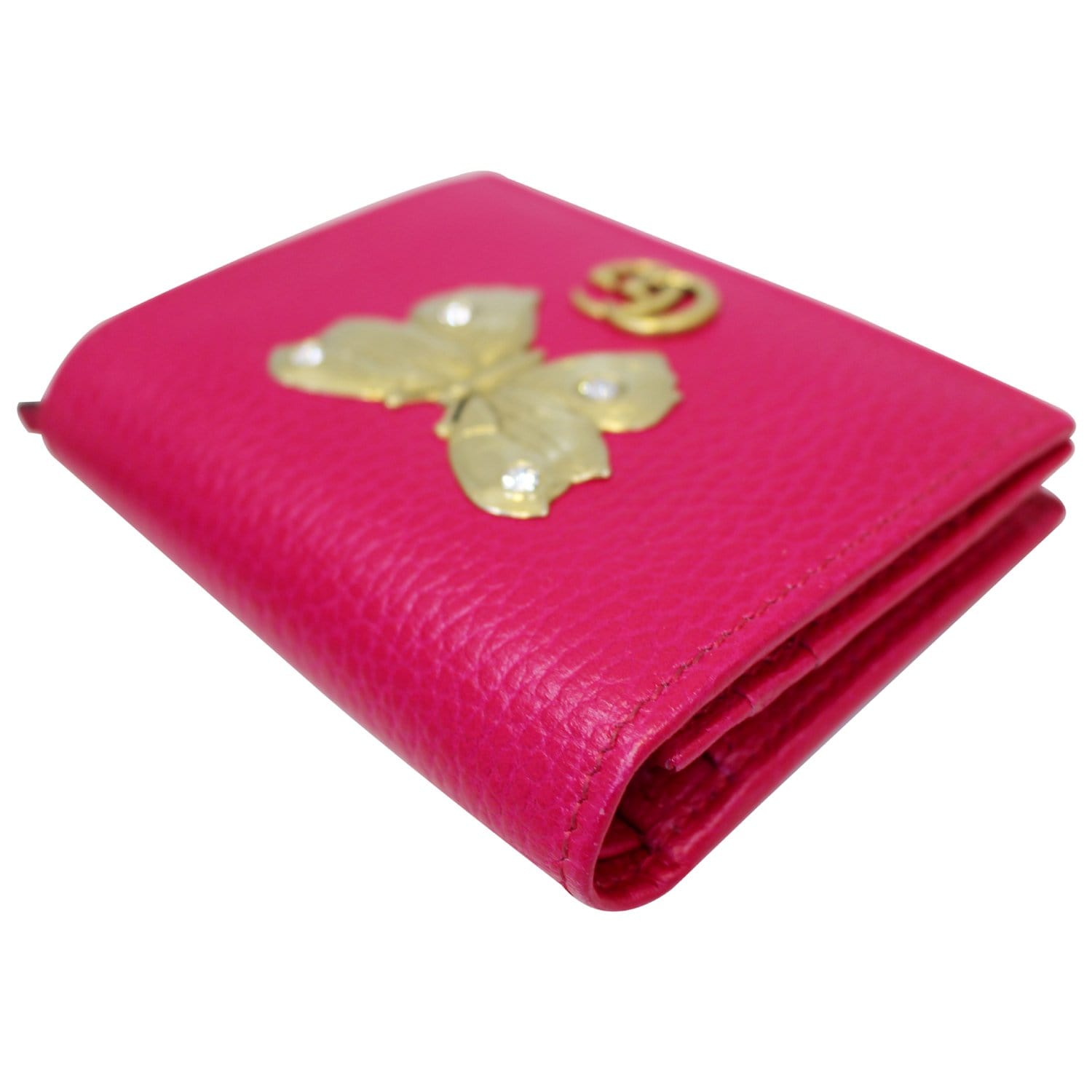 GUCCI Butterfly Leather  Case Wallet Pink 499361