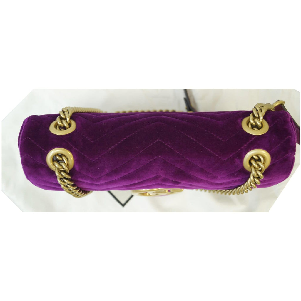 GUCCI GG Marmont Velvet Small Shoulder Bag Purple 443497