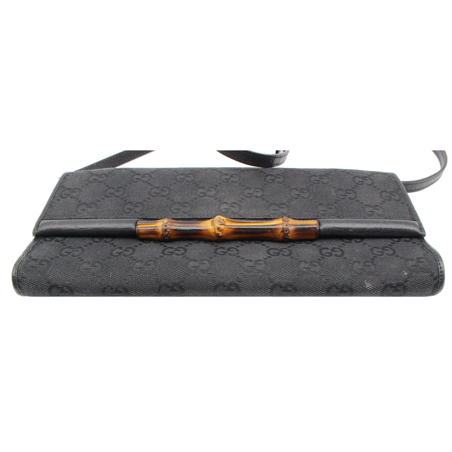 GUCCI Bamboo GG Monogram Canvas Clutch Bag Black