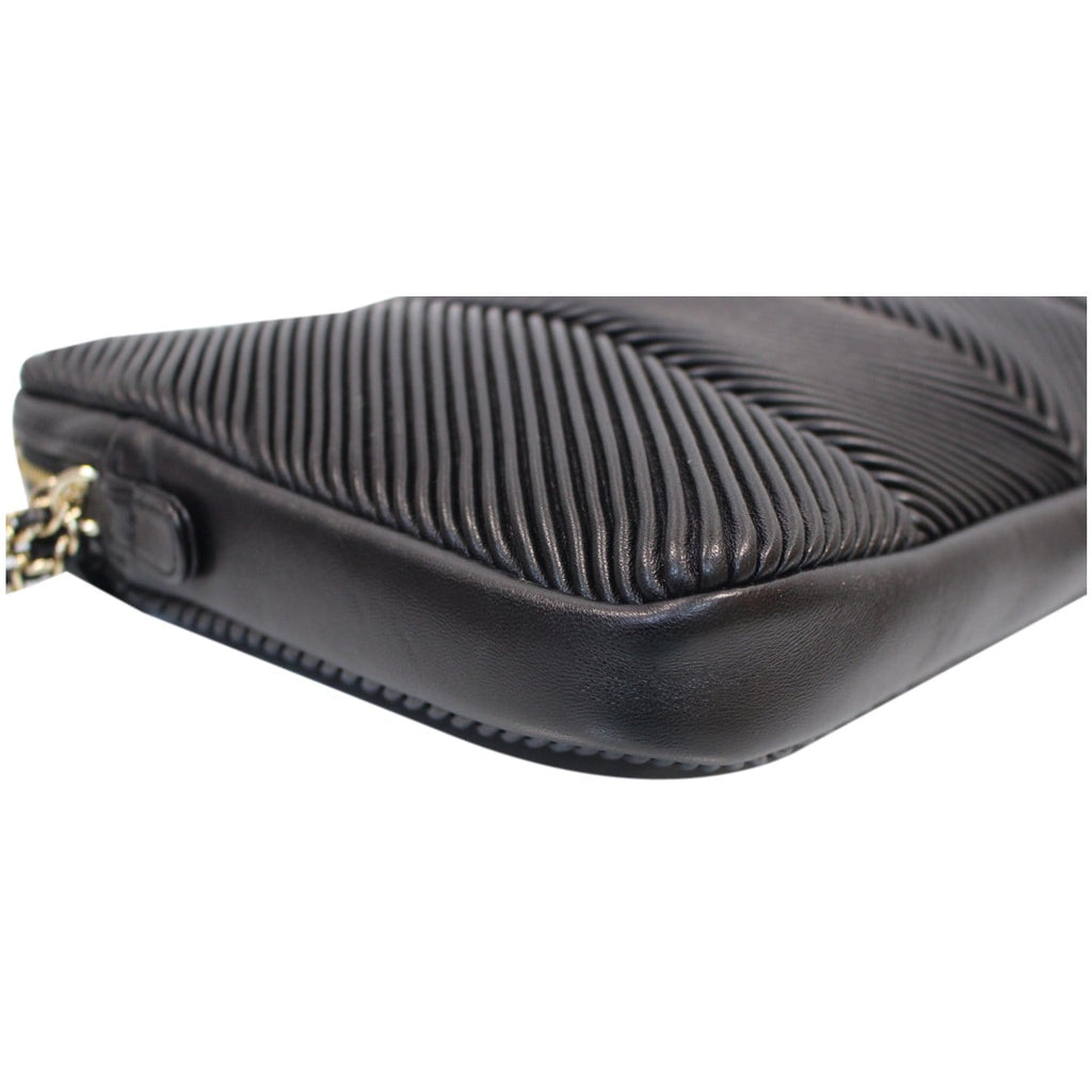 CHANEL Large CC Zip Chain Lambskin Leather Wristlet Clutch Black - 20% OFF