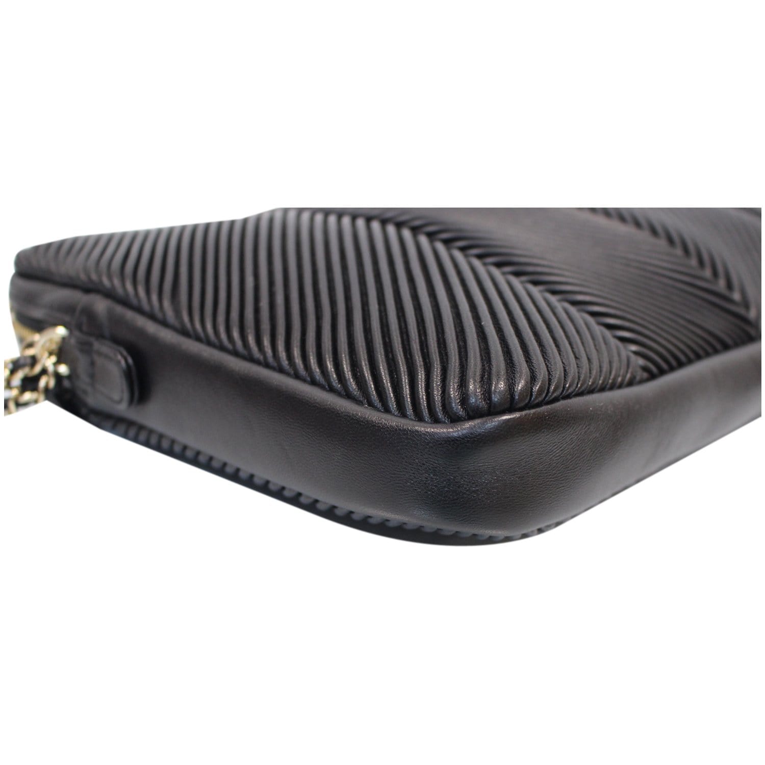 CHANEL Large CC Zip Chain Lambskin Leather Wristlet Clutch Black - 20% OFF