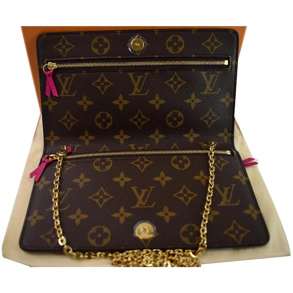 LOUIS VUITTON Weekend Pochette Monogram Canvas Shoulder Clutch Brown