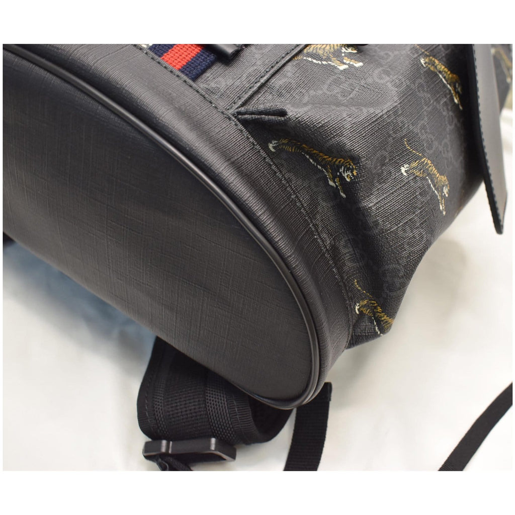 GUCCI Bestiary Tigers GG Supreme Microfiber Backpack Bag 495563 Black