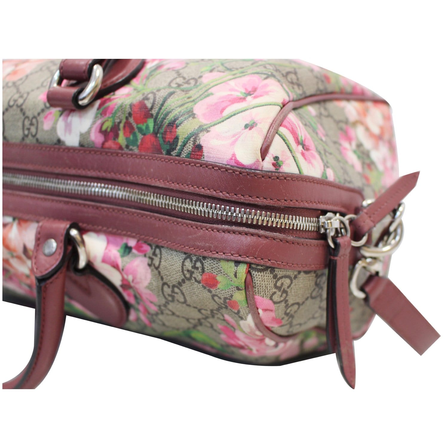GUCCI Blooms Top Handle Supreme Canvas Large Boston Bag Beige/Ebony 409527