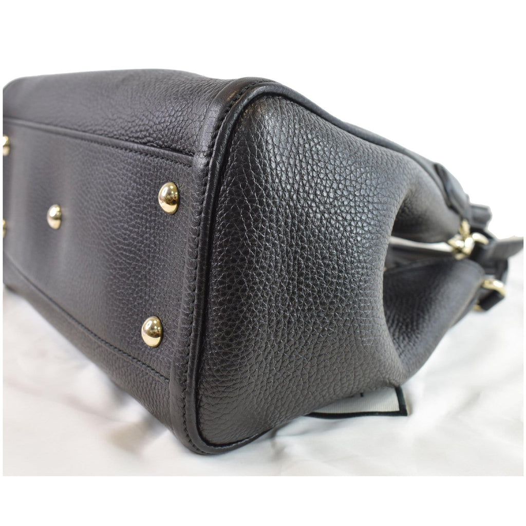 GUCCI Soho Small Pebbled Leather Shoulder Bag Black 336751