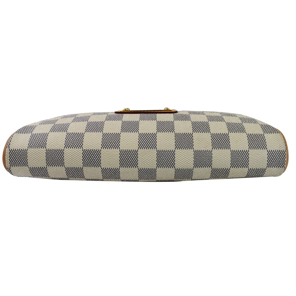 LOUIS VUITTON Pochette Eva Damier Azur Clutch Crossbody Bag White