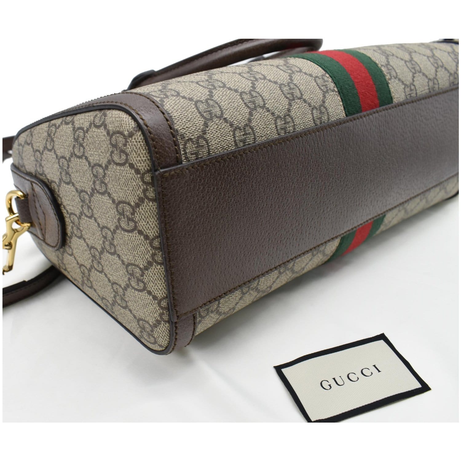 GUCCI Ophidia GG Canvas Medium Top Handle Shoulder Bag Beige 524532
