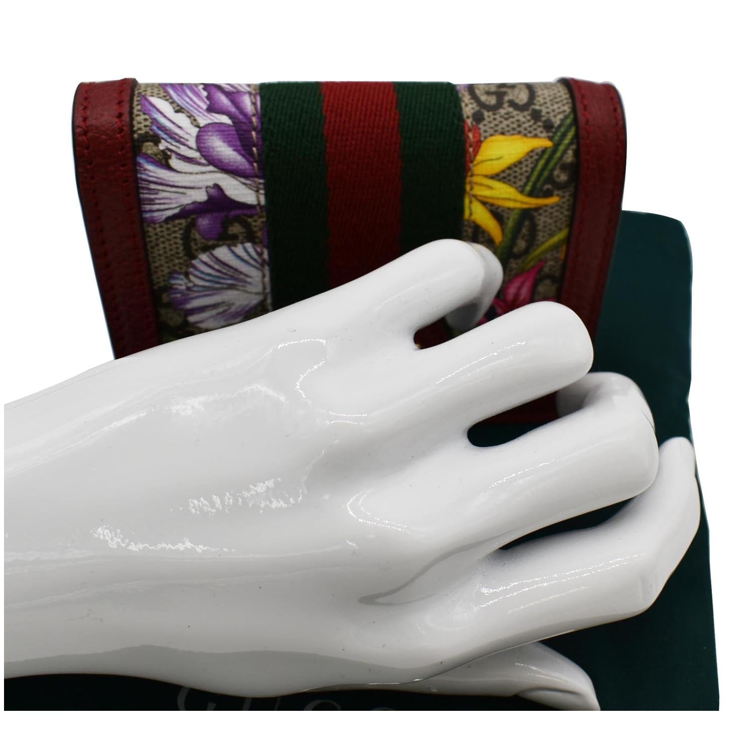 GUCCI Ophidia Flora GG Supreme Canvas  Case Wallet Red 523155
