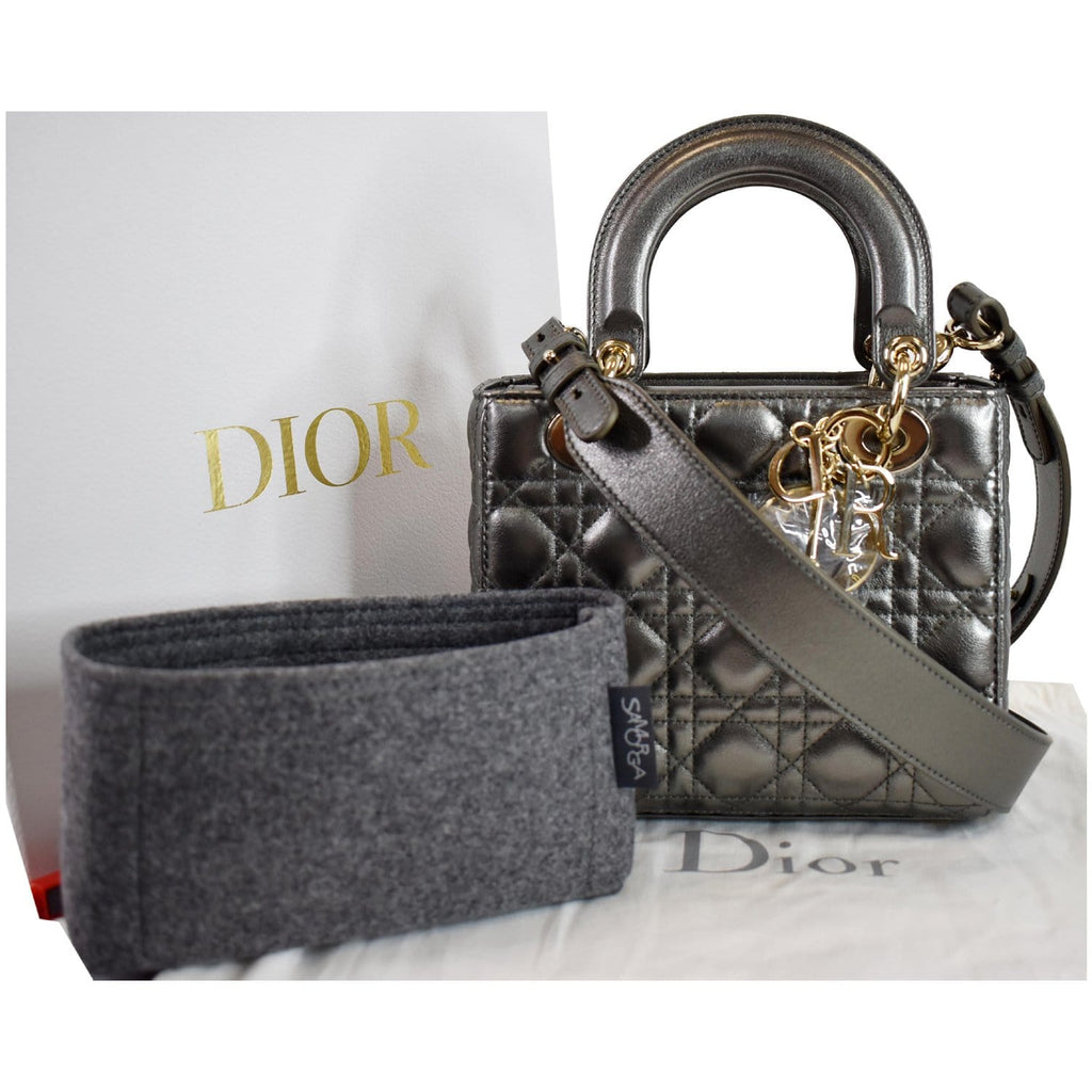 CHRISTIAN DIOR My ABCDior Grained Calfskin Shoulder Bag Gunmetal
