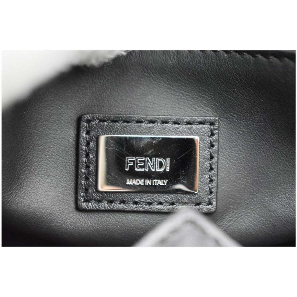 FENDI Petite 2Jours Whipstitch Leather Tote Shoulder Bag Black