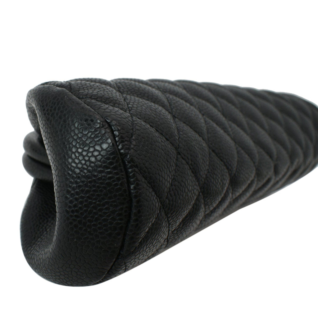 CHANEL Timeless Caviar Quilted Leather Clutch Black