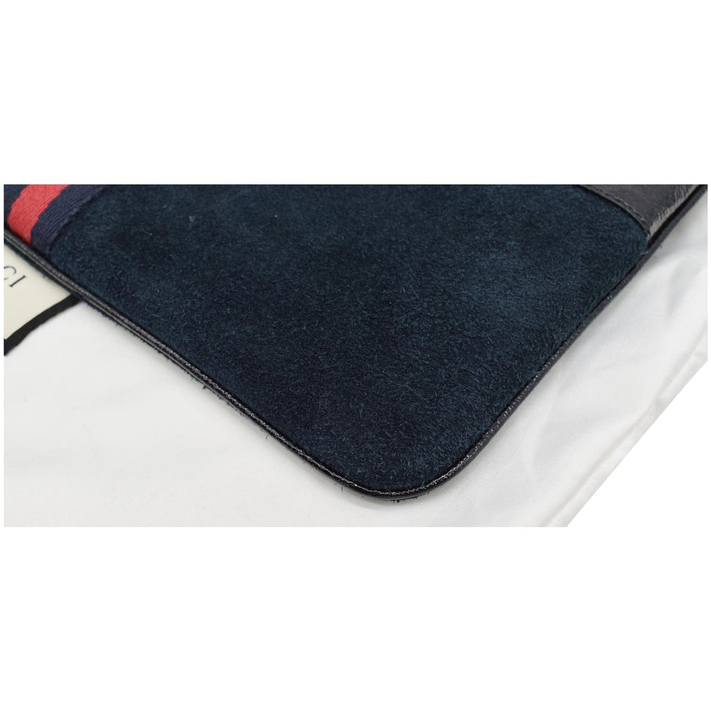 GUCCI Ophidia GG Suede Leather Pouch Clutch Bag Navy Blue 517551