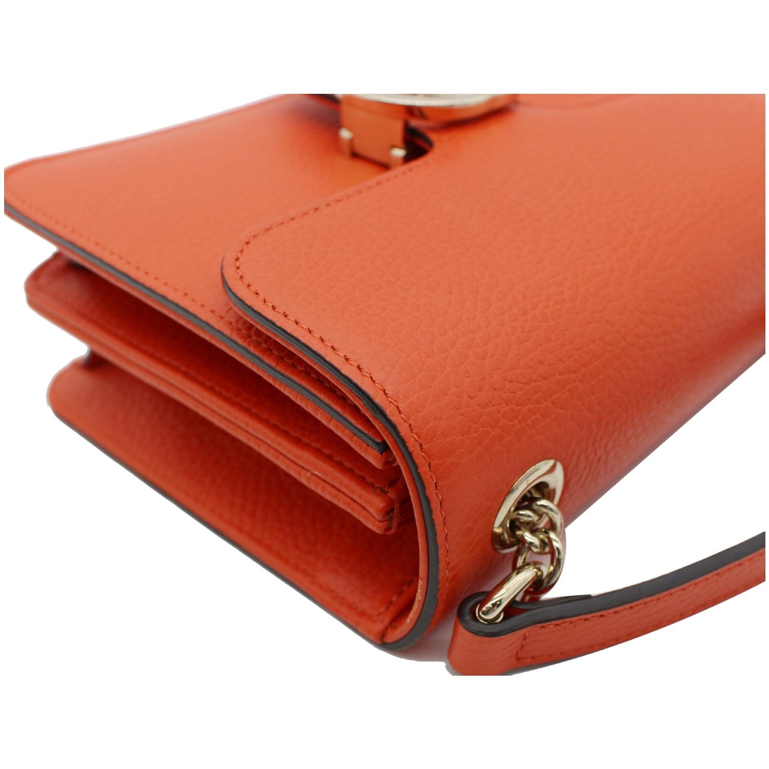 GUCCI Interlocking GG Leather Crossbody Bag Orange