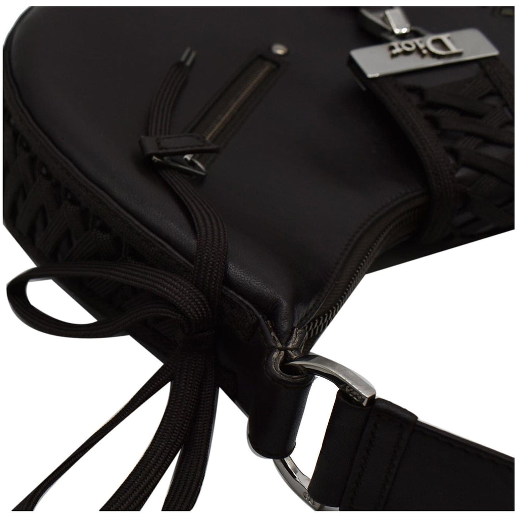CHRISTIAN DIOR Lace Up Admit It Leather Hobo Bag Dark Brown