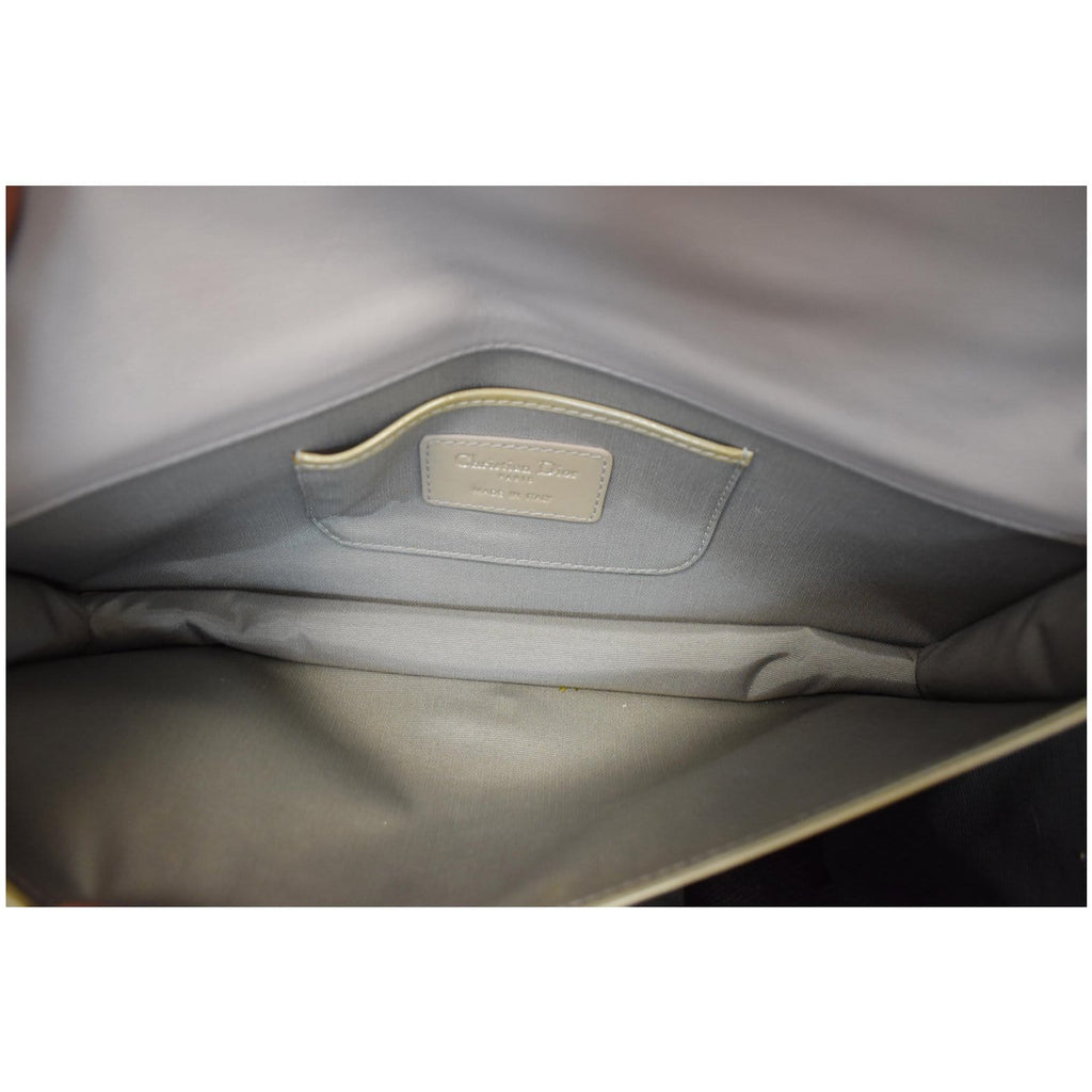 CHRISTIAN DIOR Quilted Patent Leather Lady Dior Clutch Bag