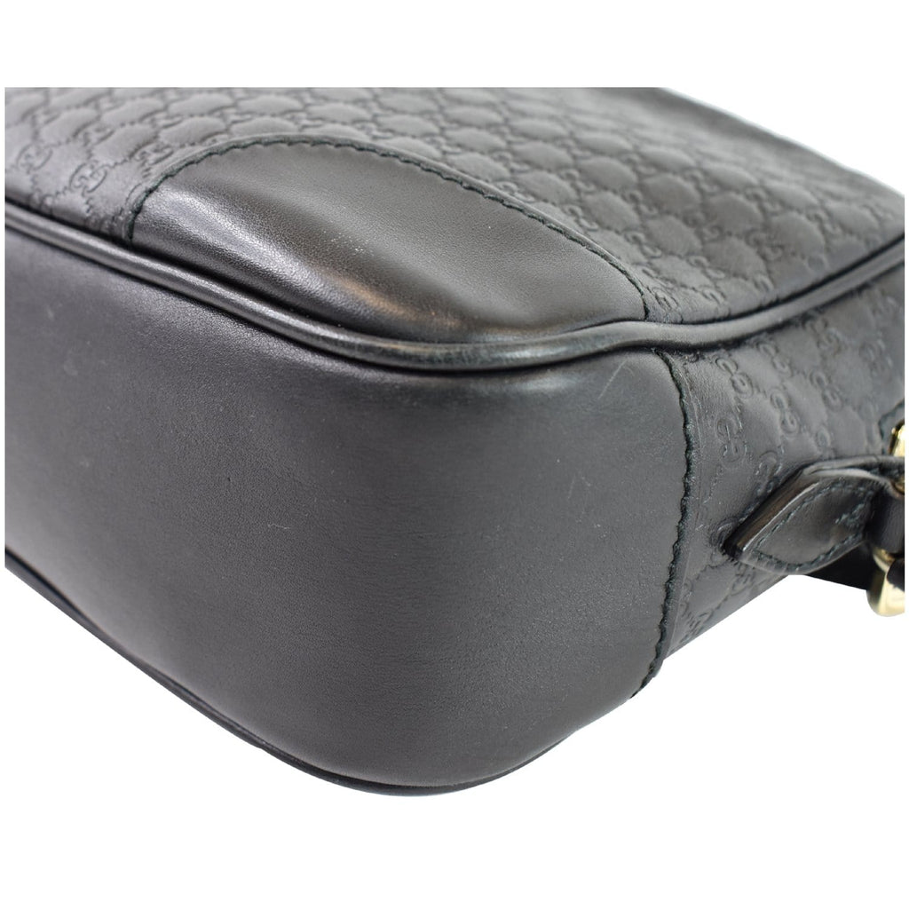 GUCCI Bree Micro GG Guccissima Leather Crossbody Bag Black 449413