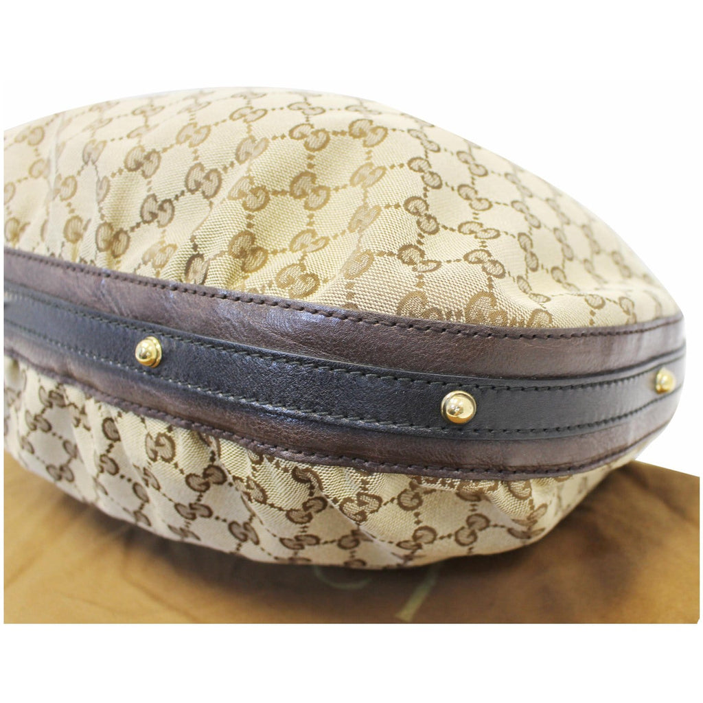 GUCCI Interlocking G Medium GG Canvas Hobo Bag Beige