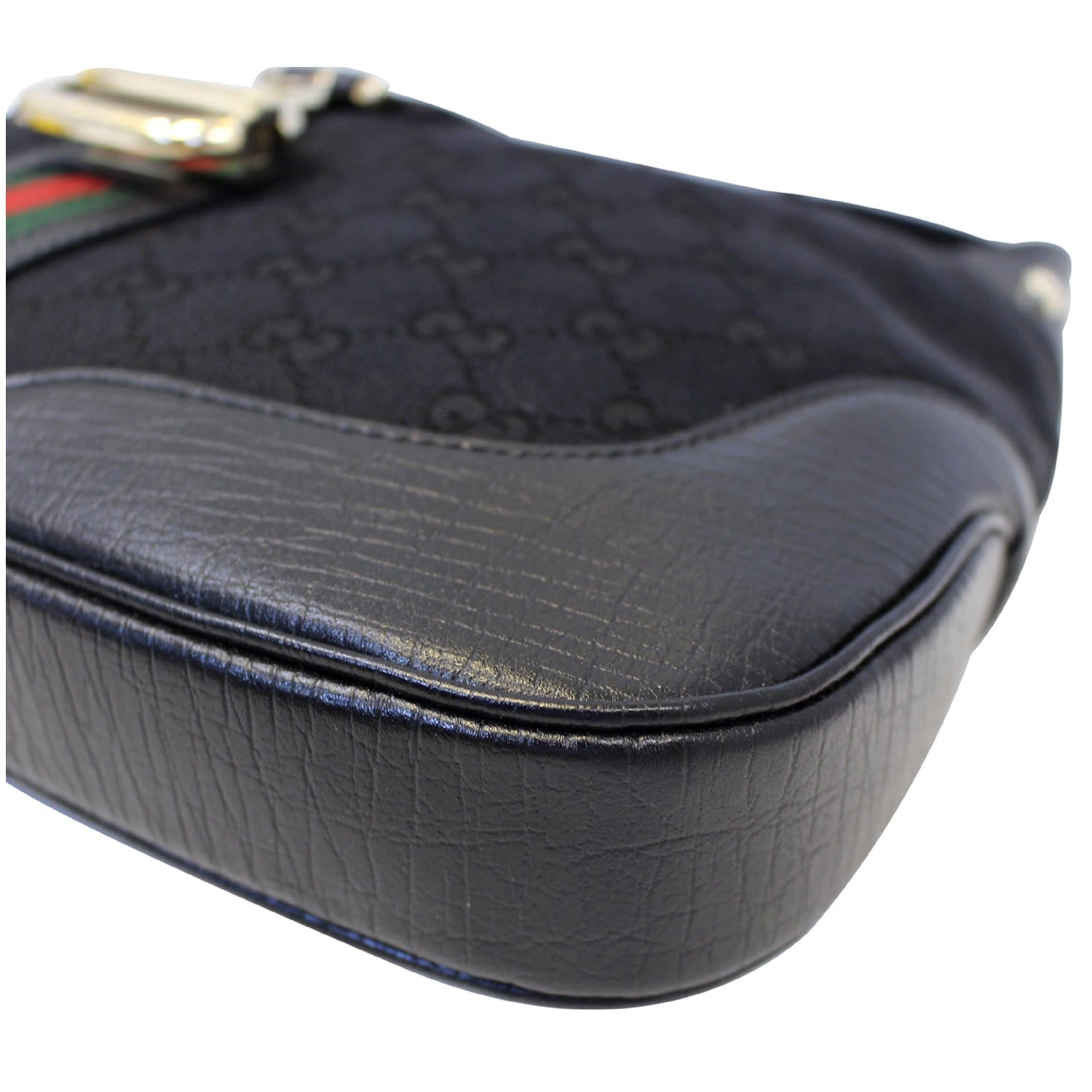GUCCI GG Canvas Web Hobo Bag Black 130779