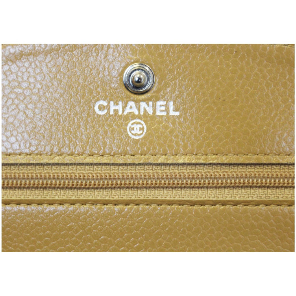 CHANEL Timeless WOC Caviar Leather Clutch Crossbody Bag Beige