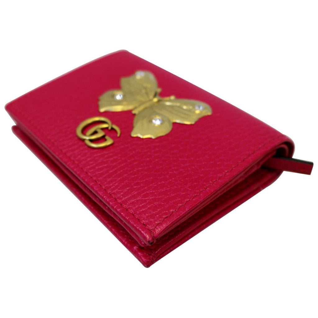 GUCCI Butterfly Leather  Case Wallet Pink 499361
