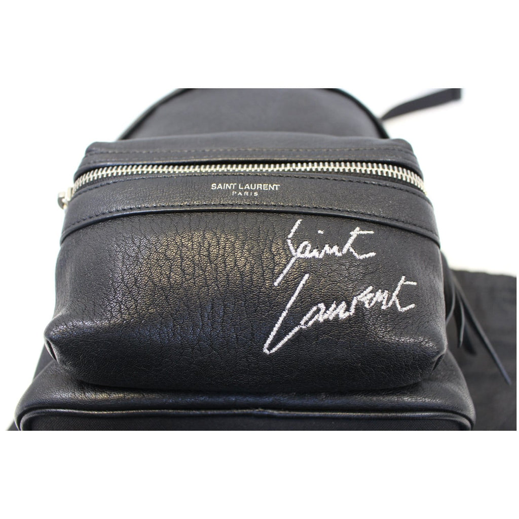 YVES SAINT LAURENT Toy City Embroidered Leather Backpack Bag Black