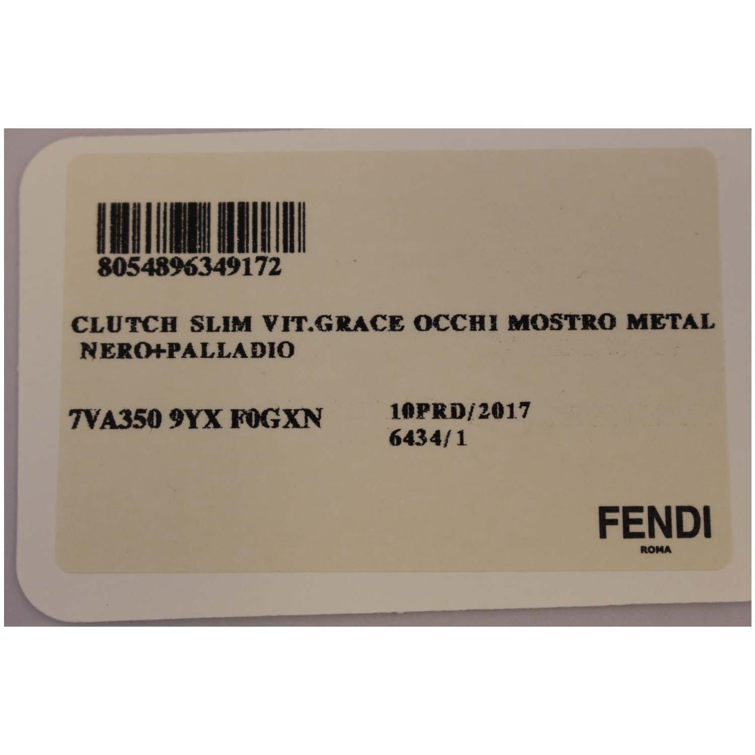 FENDI Metal Bag Bugs Slim Clutch Black - Last Call