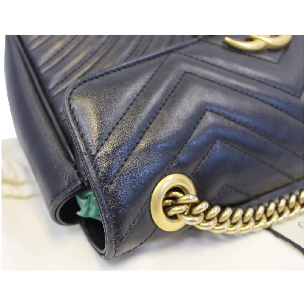 GUCCI GG Marmont Small Matelasse Leather Crossbody Bag Black