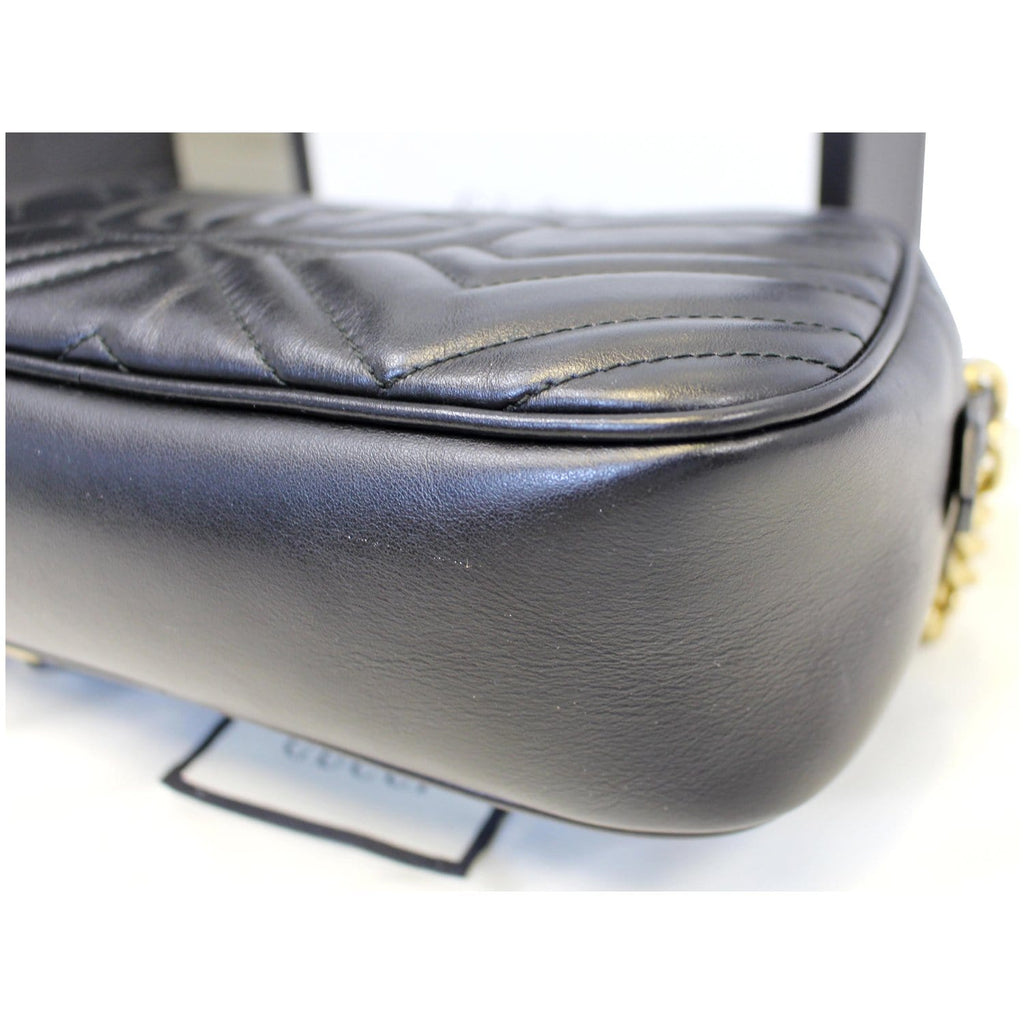 GUCCI GG Marmont Matelasse Small Leather Crossbody Bag Black