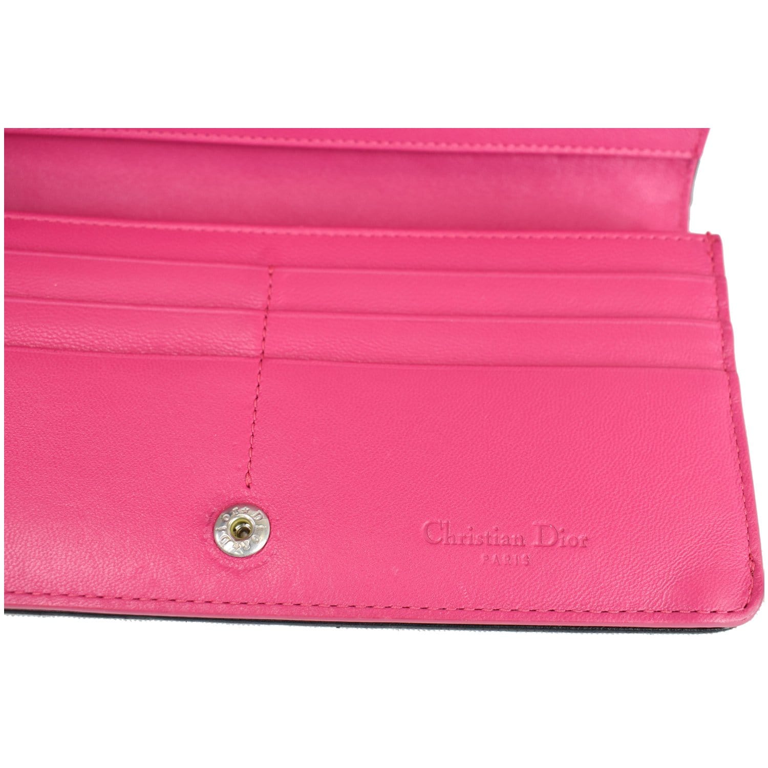 CHRISTIAN DIOR Cannage Lady Dior Charm Leather Wallet Black