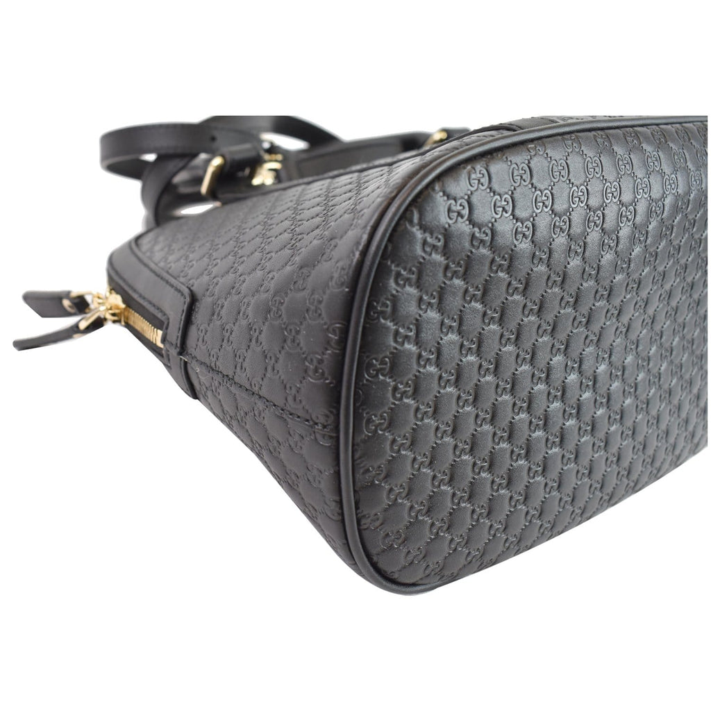 GUCCI Dome Medium Microguccissima Leather Shoulder Bag Black 449663