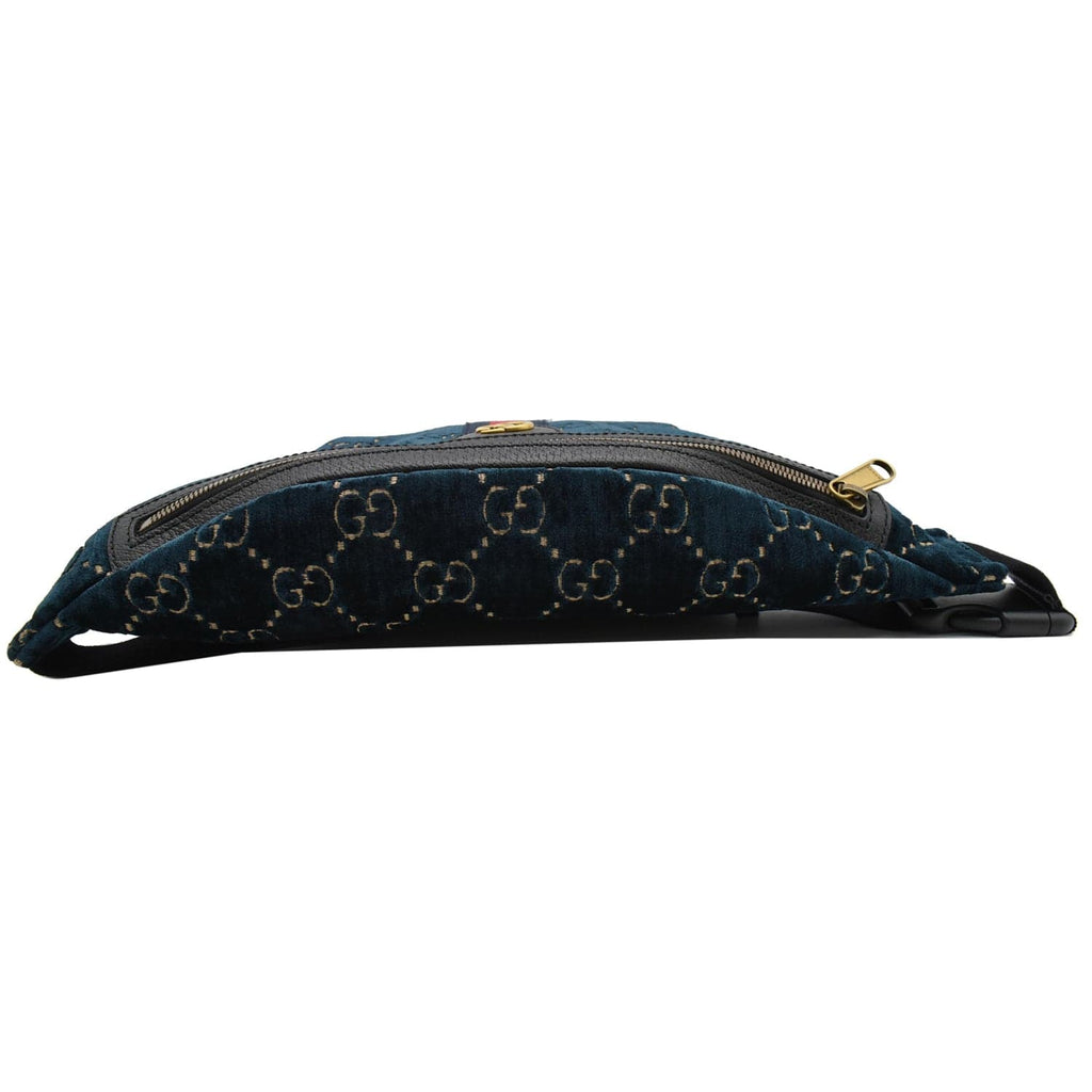 GUCCI GG Monogram Velvet Belt Bumbag Dark Blue 574968
