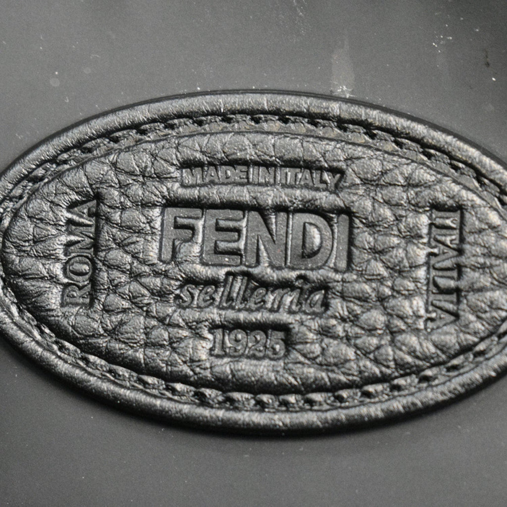 FENDI Leather Crossbody Messenger Bag Black