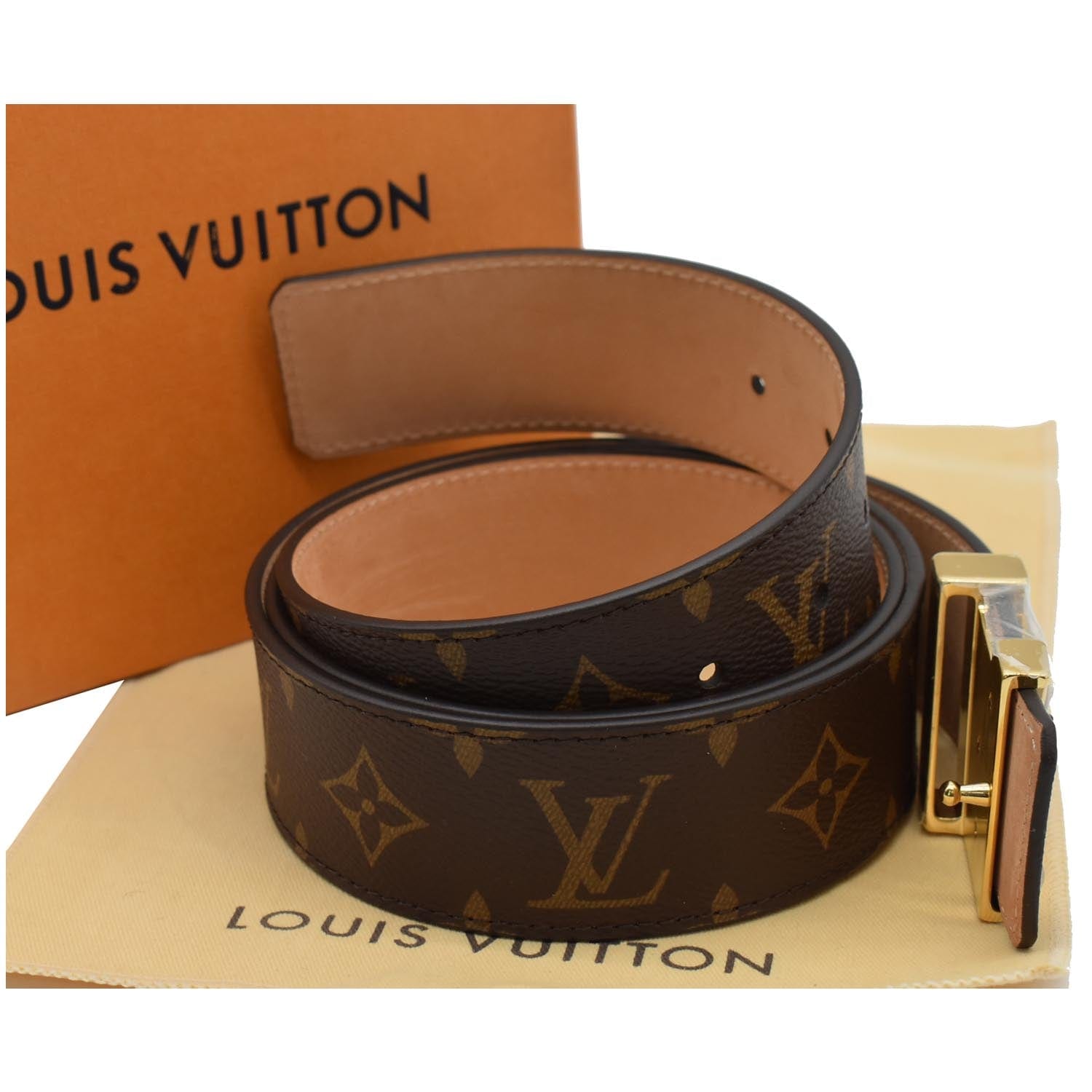 LOUIS VUITTON LV Initiales Monogram Canvas Buckle Belt Brown