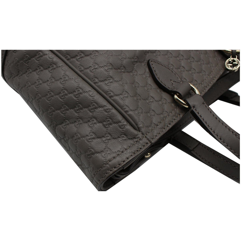 GUCCI Small Bree GG Guccissima Leather Tote Crossbody Bag Grey 449241
