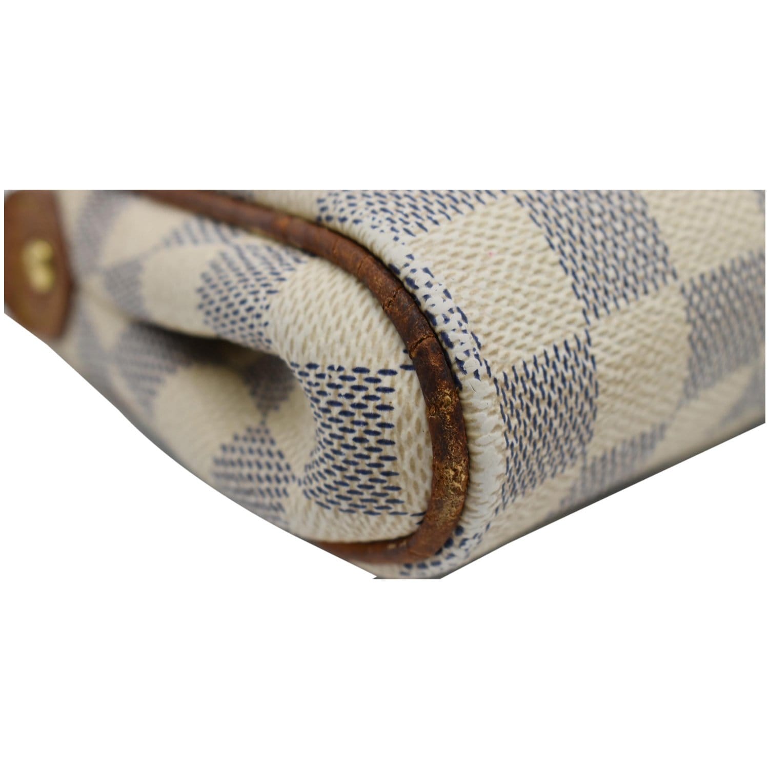 LOUIS VUITTON Pochette Eva Damier Azur Clutch Crossbody Bag White