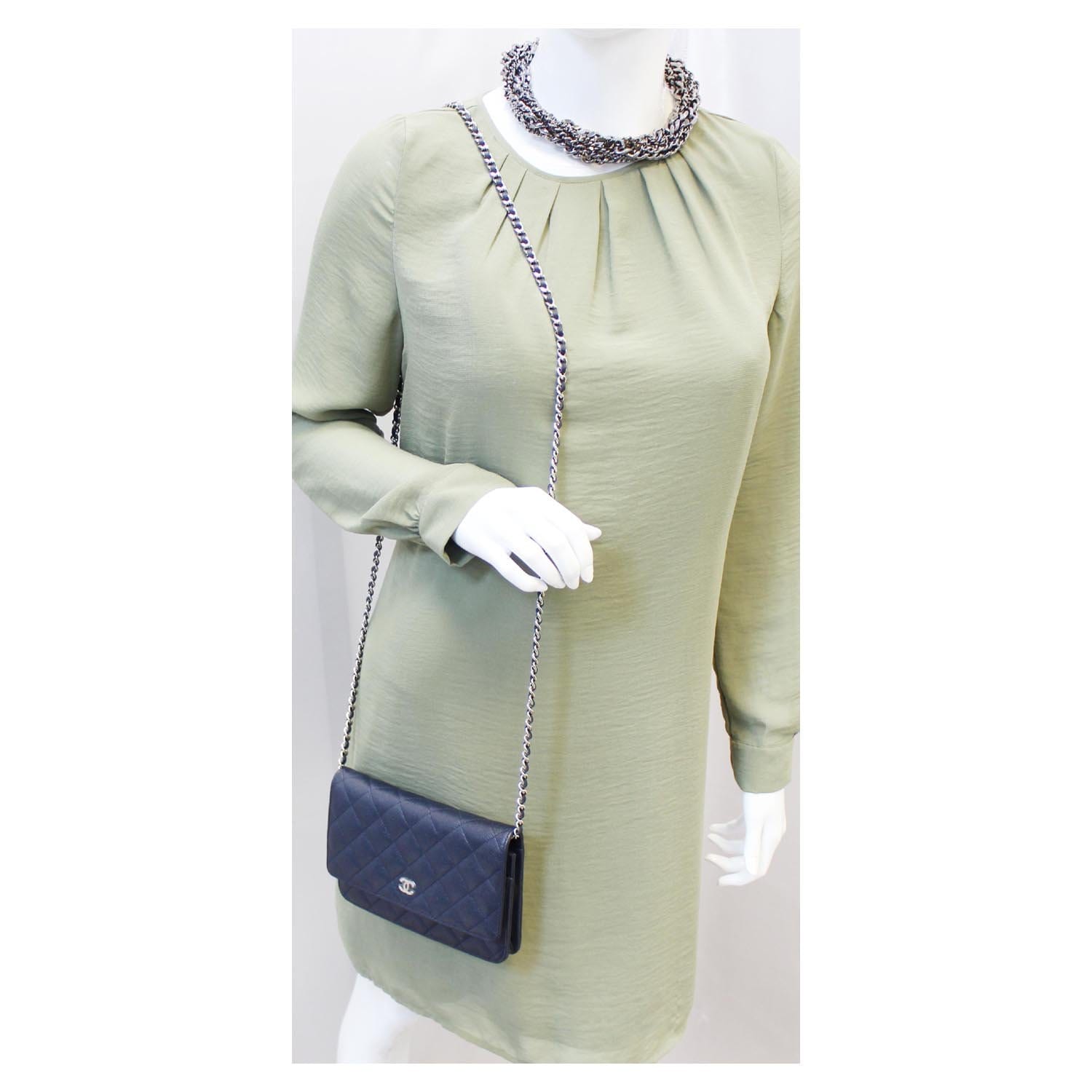 CHANEL Wallet On Chain WOC Clutch Crossbody Bag Navy
