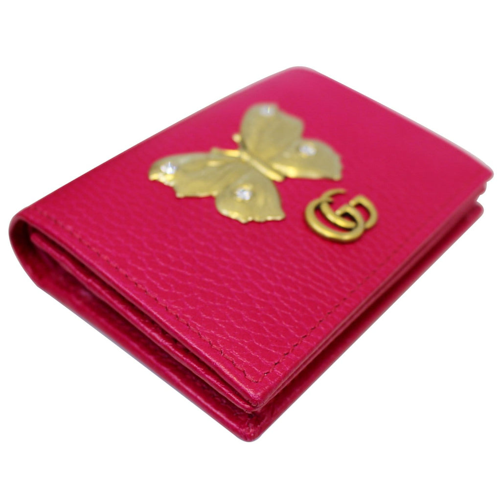 GUCCI Butterfly Leather  Case Wallet Pink 499361