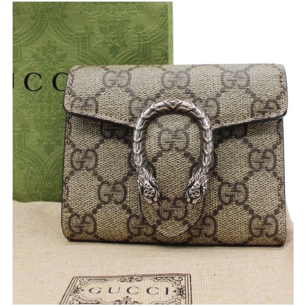 GUCCI Dionysus GG Supreme Canvas  Case Wallet Beige 627073