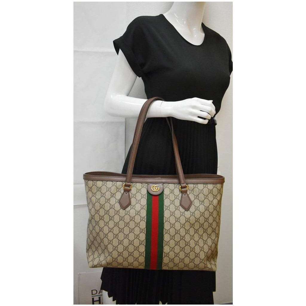 GUCCI Ophidia Medium GG Supreme Canvas Tote Bag Beige 631685